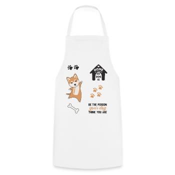 Dog cute sticker set Shiba dogs sticker pack - Cooking Apron - white - Front - AI Model Male 185 dark (185cm)