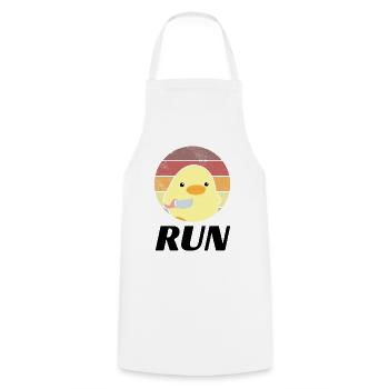 Run duck with knife meme funny saying - Cooking Apron - white - Front - AI Model Male 185 dark (185cm)