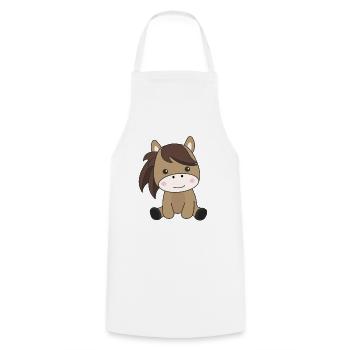 Horse Cute Pony Horses Rider for Kids - Cooking Apron - white - Front - AI Model Male 185 dark (185cm)