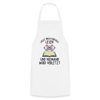 Leseratte Katze Katzen Buch Bücher Kätzchen Spruch - Kochschürze - Weiß - Vorne - AI Model Male 185 dark (185cm)