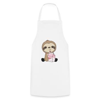 Kawaii Faultier Retro japanisch Erdbeer Milchshake - Kochschürze - Weiß - Vorne - AI Model Male 185 dark (185cm)