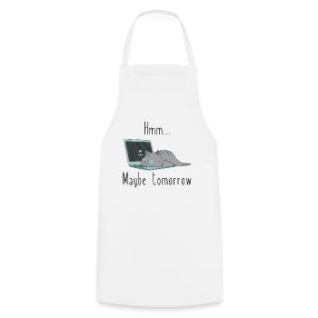Chat paresseux avec des lunettes peut-être demain ordinateur - Tablier de cuisine - blanc - Devant - AI Model Male 185 dark (185cm)