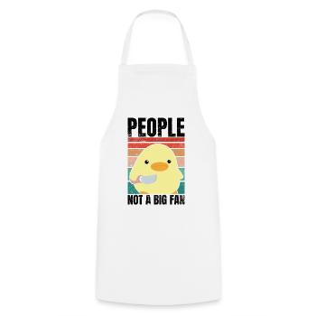 Duck With Knife - People Not A Big Fan - Cooking Apron - white - Front - AI Model Male 185 dark (185cm)
