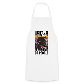 Katze mit Kaffee - I Don't Like Morning People - Kochschürze - Weiß - Vorne - AI Model Male 185 dark (185cm)