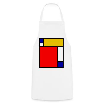 Mondrian 4 - Kochschürze - Weiß - Vorne - AI Model Male 185 dark (185cm)