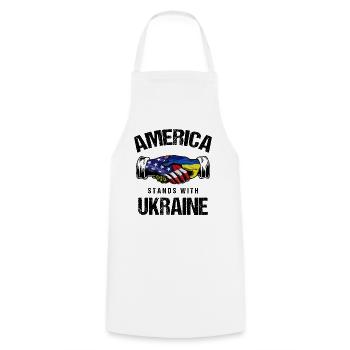 America Stands With Ukraine USA Ukrainian Flag - Cooking Apron - white - Front - AI Model Male 185 dark (185cm)