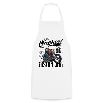 Le vintage original de la moto de distanciation sociale - Tablier de cuisine - blanc - Devant - AI Model Male 185 dark (185cm)