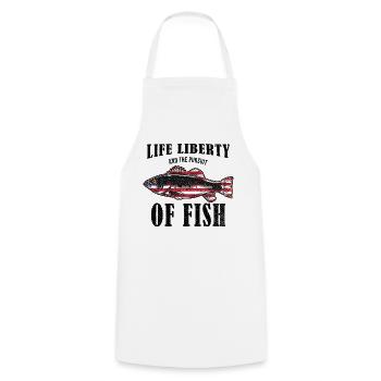 Life Liberty & The Pursuit Of Fish USA Fishing - Tablier de cuisine - blanc - Devant - AI Model Male 185 dark (185cm)