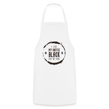 J’aime mon café noir comme mon âme drôle de café - Tablier de cuisine - blanc - Devant - AI Model Male 185 dark (185cm)