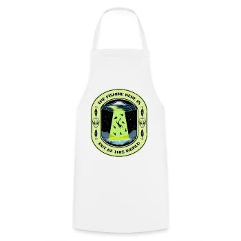 The Fishing Here Is Out Of This World UFO Fishing - Cooking Apron - white - Front - AI Model Male 185 dark (185cm)