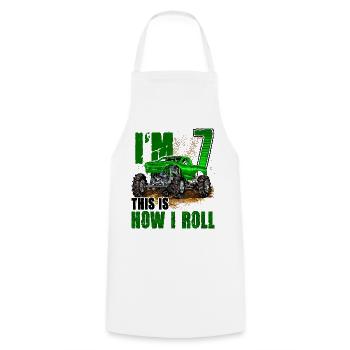 7th Birthday Monster Truck For Boys & Girls 7 Year - Cooking Apron - white - Front - AI Model Male 185 dark (185cm)
