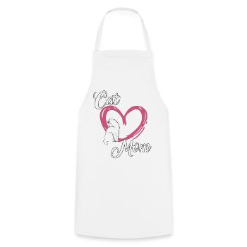 Cat owner gift cats mom cat owner - Cooking Apron - white - Front - AI Model Male 185 dark (185cm)