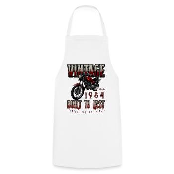 Moto Vintage Motards Moto Anniversaire 1984 - Tablier de cuisine - blanc - Devant - AI Model Male 185 dark (185cm)