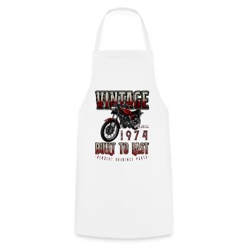 Vintage Motorcycle Bikers Motorbike Birthday 1974 - Cooking Apron - white - Front - AI Model Male 185 dark (185cm)