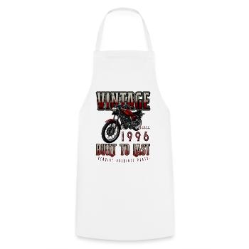 Vintage Motorcycle Bikers Motorbike Birthday 1996 - Cooking Apron - white - Front - AI Model Male 185 dark (185cm)