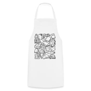 Bücher Doodle - Kochschürze - Weiß - Vorne - AI Model Male 185 dark (185cm)