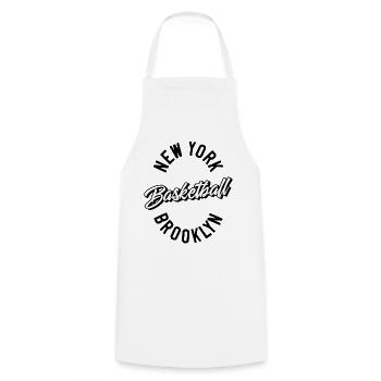 New York Brooklyn Basketball - Cooking Apron - white - Front - AI Model Male 185 dark (185cm)