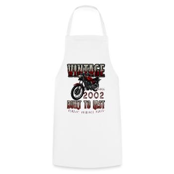 Vintage Motorcycle Bikers Motorbike Birthday 2002 - Cooking Apron - white - Front - AI Model Male 185 dark (185cm)