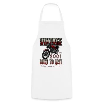 Vintage Moto Bikers Moto Anniversaire 2001 - Tablier de cuisine - blanc - Devant - AI Model Male 185 dark (185cm)