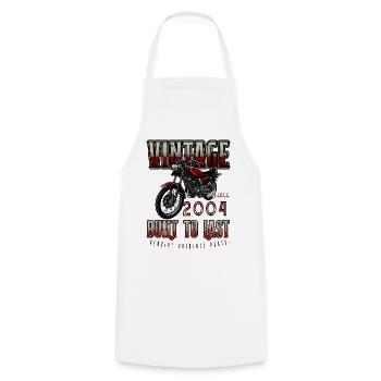 Vintage Motorcycle Bikers Motorbike Birthday 2004 - Cooking Apron - white - Front - AI Model Male 185 dark (185cm)
