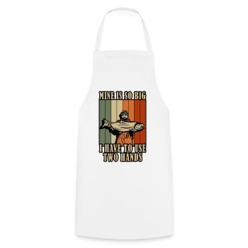 Mine's So Big I Have to Use Two Hands Fishing - Cooking Apron - white - Front - AI Model Male 185 dark (185cm)