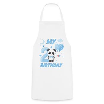 Deuxième anniversaire des enfants Garçons Panda Cadeau - Tablier de cuisine - blanc - Devant - AI Model Male 185 dark (185cm)