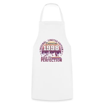 Original December 1998 24th Birthday Gift - Cooking Apron - white - Front - AI Model Male 185 dark (185cm)