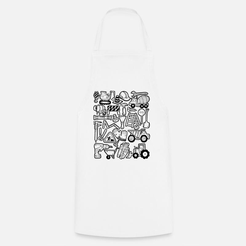 Pelle de chantier Ouvrier de la construction Casque de grue Outil - Tablier de cuisine - blanc