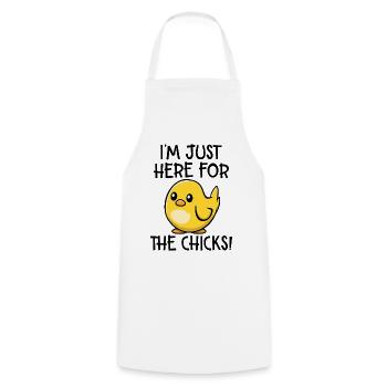 Juste ici pour les poussins - Tablier de cuisine - blanc - Devant - AI Model Male 185 dark (185cm)
