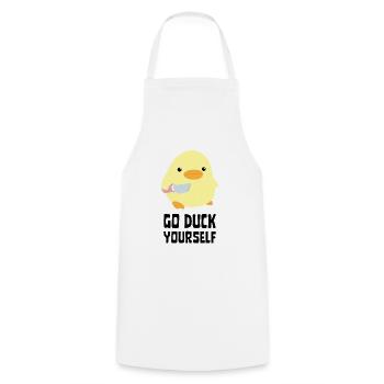 Go Duck Yourself - Canard au couteau Ente mit Messer - Tablier de cuisine - blanc - Devant - AI Model Male 185 dark (185cm)
