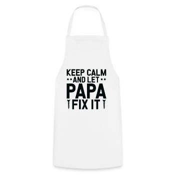 Keep Calm And Let Papa Fix It - Kochschürze - Weiß - Vorne - AI Model Male 185 dark (185cm)