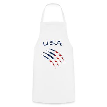 USA America - Kochschürze - Weiß - Vorne - AI Model Male 185 dark (185cm)