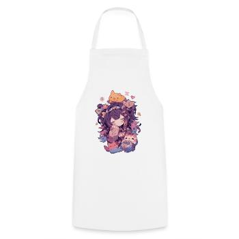 Cute Kawaii Girl Design Perfect for Anime Fans - Cooking Apron - white - Front - AI Model Male 185 dark (185cm)