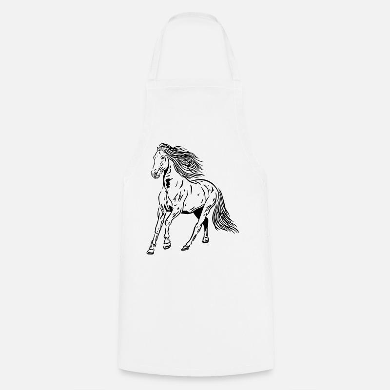 Horse Stallion - Cooking Apron - white