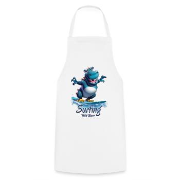 Hippopotame cool avec une planche de surf - surfeur - Tablier de cuisine - blanc - Devant - AI Model Male 185 dark (185cm)