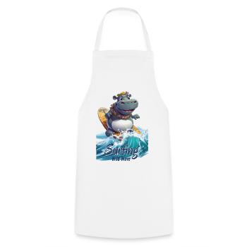 Hippopotame cool avec une planche de surf - surfeur - Tablier de cuisine - blanc - Devant - AI Model Male 185 dark (185cm)