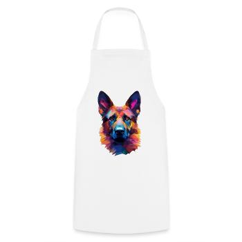 Polygone Art Berger Allemand - Canine géométrique - Tablier de cuisine - blanc - Devant - AI Model Male 185 dark (185cm)