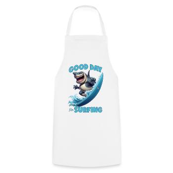 Funny shark with a surfboard - surfer - Cooking Apron - white - Front - AI Model Male 185 dark (185cm)