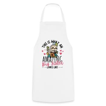 Annoncer une grossesse avec un paresseux mignon - Tablier de cuisine - blanc - Devant - AI Model Male 185 dark (185cm)