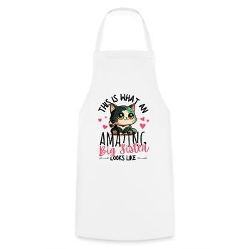 Annonce de grossesse avec un mignon chat kawaii - Tablier de cuisine - blanc - Devant - AI Model Male 185 dark (185cm)