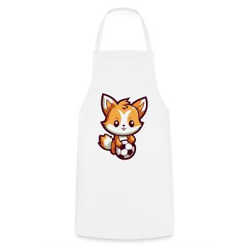 Cute cartoon fox playing soccer for kids - Cooking Apron - white - Front - AI Model Male 185 dark (185cm)