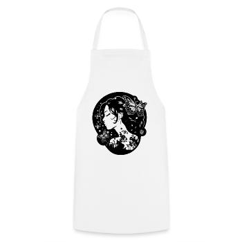 Beautiful Goth Aesthetic: Gothic girl with - Cooking Apron - white - Front - AI Model Male 185 dark (185cm)
