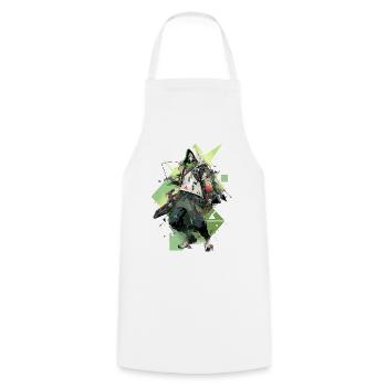 Epic Gamer Cyber Assassin in Green with Baggies - Cooking Apron - white - Front - AI Model Male 185 dark (185cm)