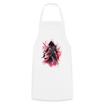 Epic Gamer Cyber Assassin Digital in Red - Cooking Apron - white - Front - AI Model Male 185 dark (185cm)