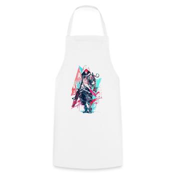 Epic Gamer Cyber Assassin Punk Street Style - Cooking Apron - white - Front - AI Model Male 185 dark (185cm)