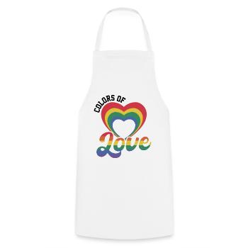 Colors Of Love Regenbogen Herz - Kochschürze - Weiß - Vorne - AI Model Male 185 dark (185cm)