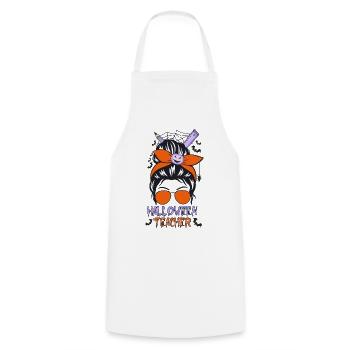 Halloween Teacher Funny Halloween Saying - Cooking Apron - white - Front - AI Model Male 185 dark (185cm)