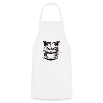 Gift for cat owners and morning grouches - Cooking Apron - white - Front - AI Model Male 185 dark (185cm)