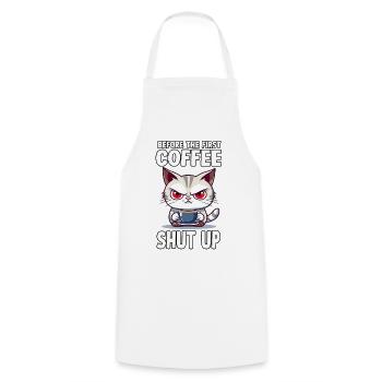 Cadeaux de propriétaire de chat pour les chats grognons du matin - Tablier de cuisine - blanc - Devant - AI Model Male 185 dark (185cm)