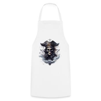 Pirat Totenkopf Jolly Roger Kostüm Geschenk - Kochschürze - Weiß - Vorne - AI Model Male 185 dark (185cm)